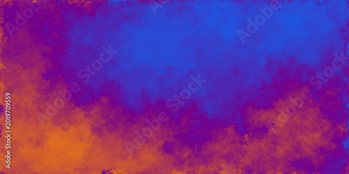 Fotografie Abstract colorful watercolor background featuring a dark grunge texture with blu