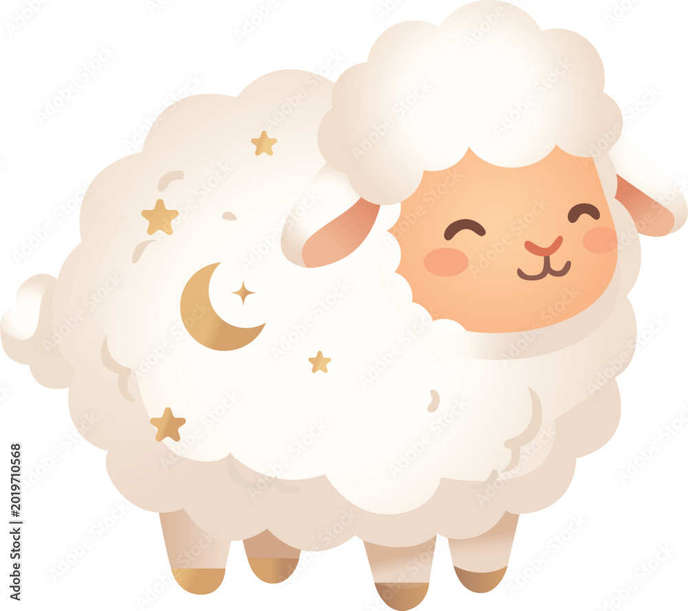Fototapeta premium Bakrid Sheep with Moon and Stars Kids Islamic Festival 