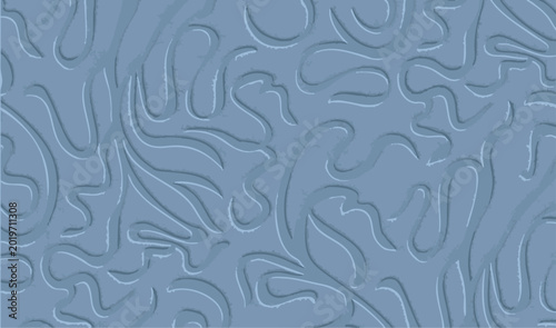 Konstfotografi Abstract blue background with embossed organic curved lines and 3D texture