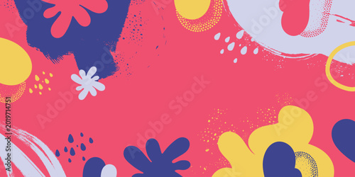 Cute doodle pattern background with abstract shapes and dots. Modern vector pattern for Banner, Flyer, Cover...