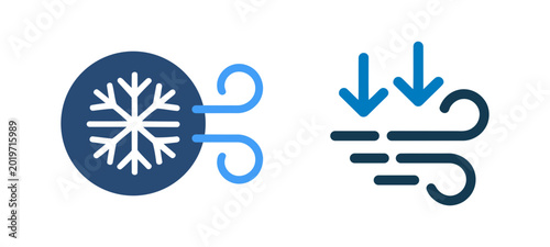 Photos Icons representing cold air, snowflake, and wind gusts
