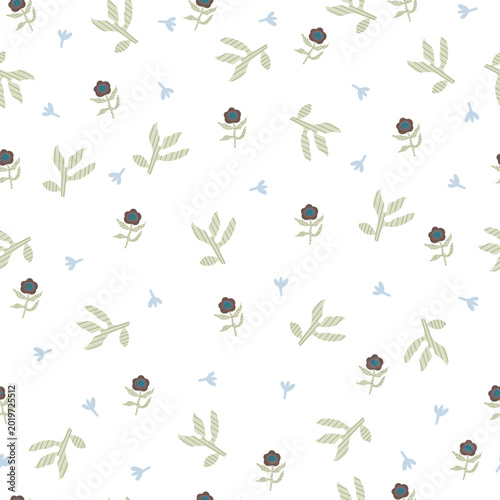 Schilderij op canvas Hand drawn pattern with flowers and leaves