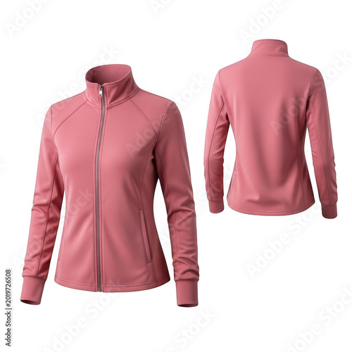 Red men's long sleeve shirt front and back view isolated on transparent background