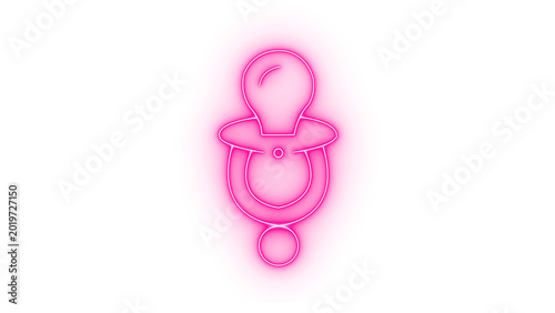 Fotografi Colorfull neon baby pacifier icon with a glowing light effect for newborn care a
