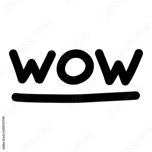 Hand made Wow writing icon isolated on white background