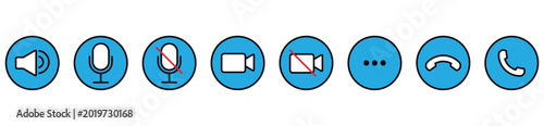 Fotografia Voice Chat Audio Video and Call Function Vector Icons