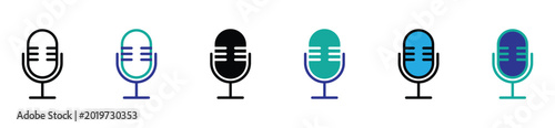 Konstfotografi Vintage Microphone Icons Collection in Various Color Styles