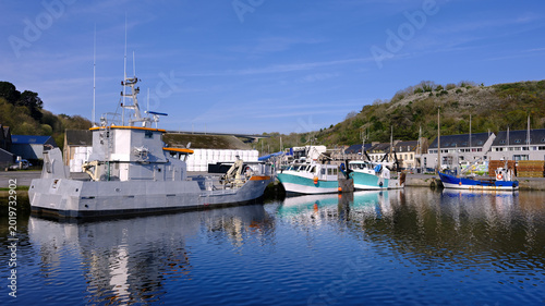 Obraz na plátne Fishing port on the river Gouët at Saint-Brieuc, commune in the Côtes-d'Armor department in Brittany in northwestern France