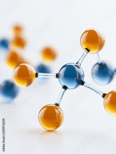 Molecular model showing spheres and bonds representing chemical structures or peptides.