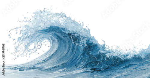 Canvas Print Powerful ocean wave PNG isolated on transparent background, turquoise water curl