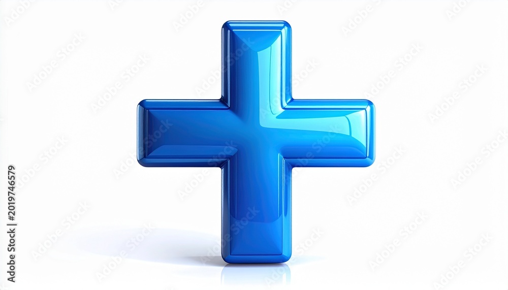 Obraz premium Glossy Blue Medical Cross Icon Illustration