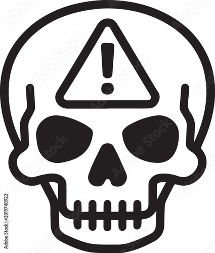 Cuadro en lienzo A stark, graphic representation of a skull, overlaid with a prominent hazard symbol, communicates an immediate and critical warning
