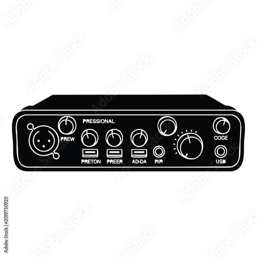 фотографія Audio interface for professional sound recording with a dark silhouette design