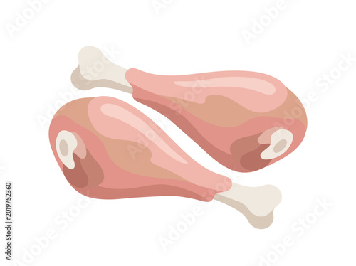 This image features two raw chicken drumsticks, showcasing their pink meat and bone structure, appealing to culinary enthusiasts and food photographers alike.