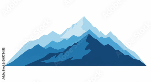 Overlapping abstract mountain ranges in various shades of blue