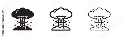 Tableau sur toile Nuclear explosion or mushroom cloud icon set
