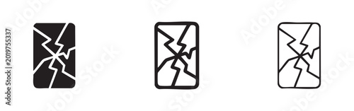 Foto Broken smartphone screen icon set