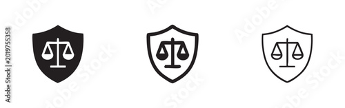 Quadro su tela Scales of justice shield icon set