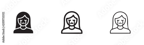 Tableau sur toile Crying woman icon set - Sadness and emotional distress
