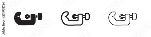 Schilderij op canvas C-Clamp Icon Set - Versatile Woodworking and Metalworking Clamping Tool Vector f