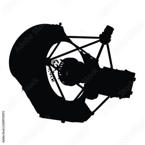 фотографія Telescope silhouette detail, optical instrument schematic, scientific equipment