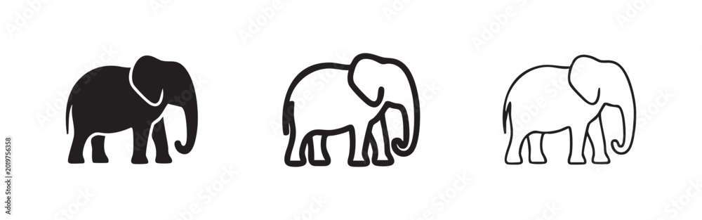 Fototapeta premium Elephant Icons Set