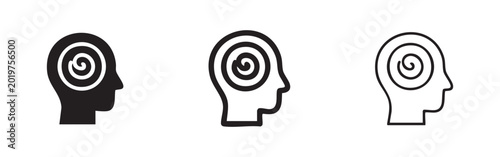 Εκτύπωση καμβά Human Head with Spiral Icon Set - Confusion, Hypnosis, or Deep Thought Symbol