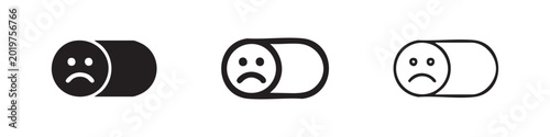 Tableau sur toile Three icons of a sad face on a cylinder or toggle