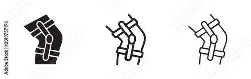 Tableau sur toile Knee Brace Icon: Solid Black, Outline, and Line Art