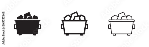 Foto Dumpster Icon Set, Waste Container Garbage Skip Symbol, Solid and Outline Vector