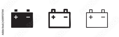 Tableau sur toile Battery icon set with plus and minus, representing power and energy storage