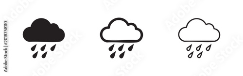 Photos Rain cloud icon set, weather and precipitation symbols