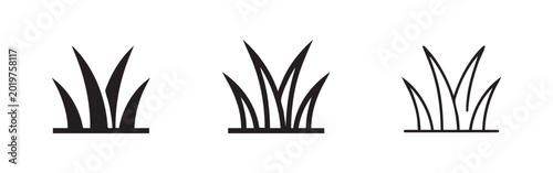 Foto Grass tuft icon set, nature and green plant symbols