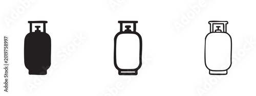 Bild auf Leinwand Gas cylinder icon set, propane tank glyphs, LPG bottle vector illustration for energy and fuel storage