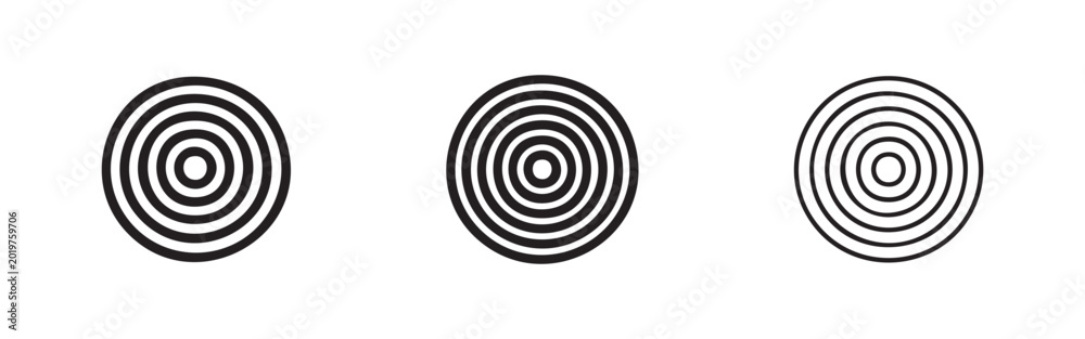 Naklejka premium Concentric Ripple Waves and Target Circles Icon Set