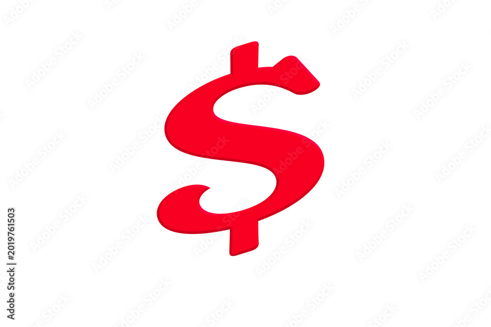 Obraz premium Red glossy dollar currency symbol isolated on black