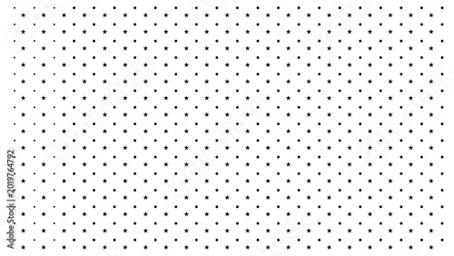 Billede på lærred Simple black and white speckled dot pattern background with small cross-like sha