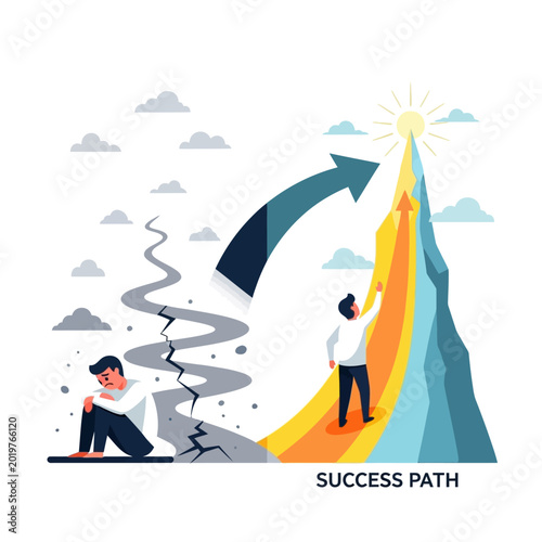 Success Path Illustration: Overcoming Challenges and Achieving Goals