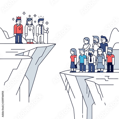 Illustration of power gap between leaders and followers
