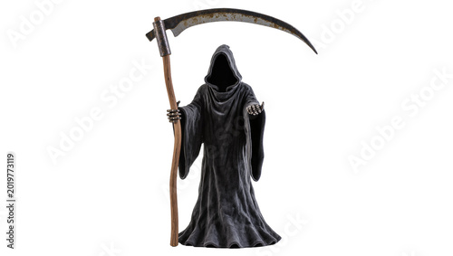 Fotografía Grim Reaper figure holding a scythe, isolated on transparent background