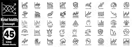 Konstfotografi Market volatility concept line icon set for economic trends and risk analysis