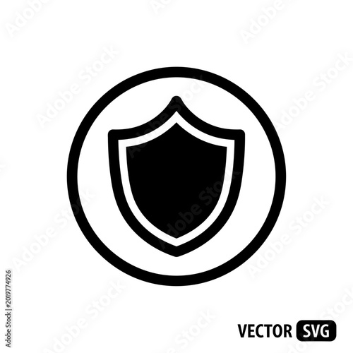 Black Shield Icon Inside Circle - Protection Concept