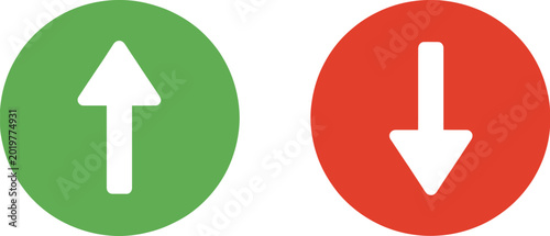 Photos Arrow direction icon set, modern green increase arrow and red decrease arrow icons for finance statistics and trend visualization design