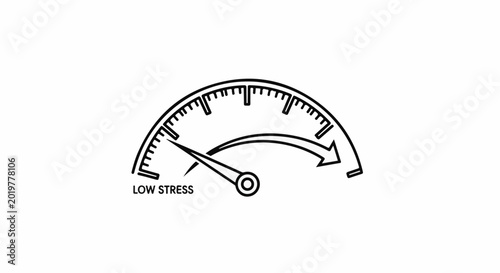 Dial showing a low stress level with a needle pointing left