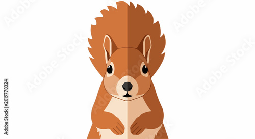 Flat design illustration of a cute brown squirrel with large bushy tail
