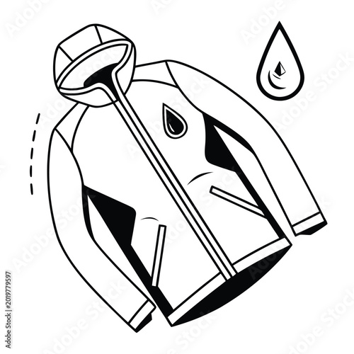 waterproof jacket vector icon 