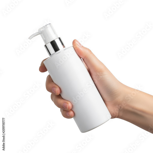 Hand holding smartphone showing app isolated on transparent background