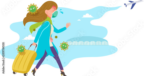 Quadro su tela Concept of virus spreading  by traveling