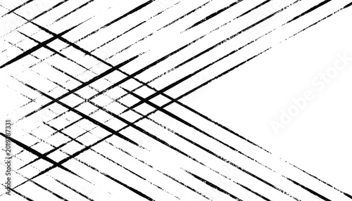 Canvas Print Abstract hand-drawn textured black diagonal lines form a criss-cross pattern on white