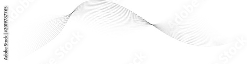 Abstract wavy lines made of black dots creating a dynamic fluid digital pattern.